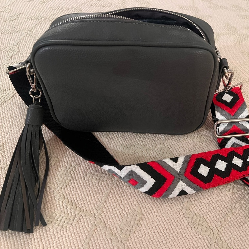 Gray Crossbody Bag With Patterned, Replaceable St… - image 4